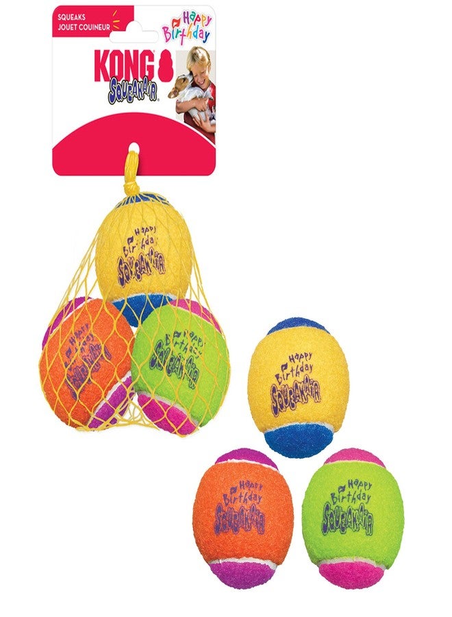 كونج كرات عيد الميلاد KONG - SqueakAir (عبوة من 3 كرات) - لعبة جلب متينة وغير كاشطة مع صفارة مدمجة، ألوان متنوعة (عبوتين) - Image 1