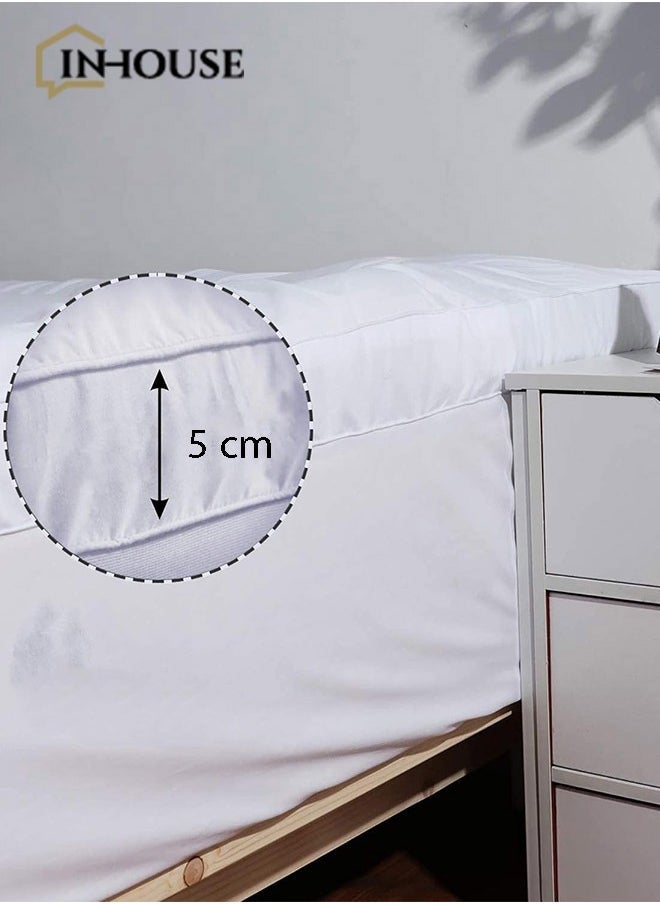 إن - هاوس لباد مرتبة مايكروفايبر 5 سم بزاويا مطاط قياس كوين- 160x200 سم - أبيض - Image 3