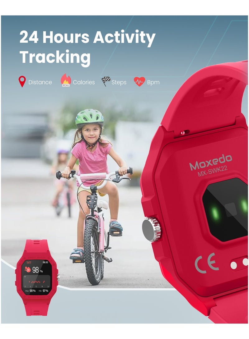 Moxedo Junior SmartWatch 1.7” HD Screen for Girls/Boys with Cool 6 Watch Faces Sleep Mode 22 Sports Modes Alarm Clock Pedometer with Built-in Kids Games (Red) - Image 2