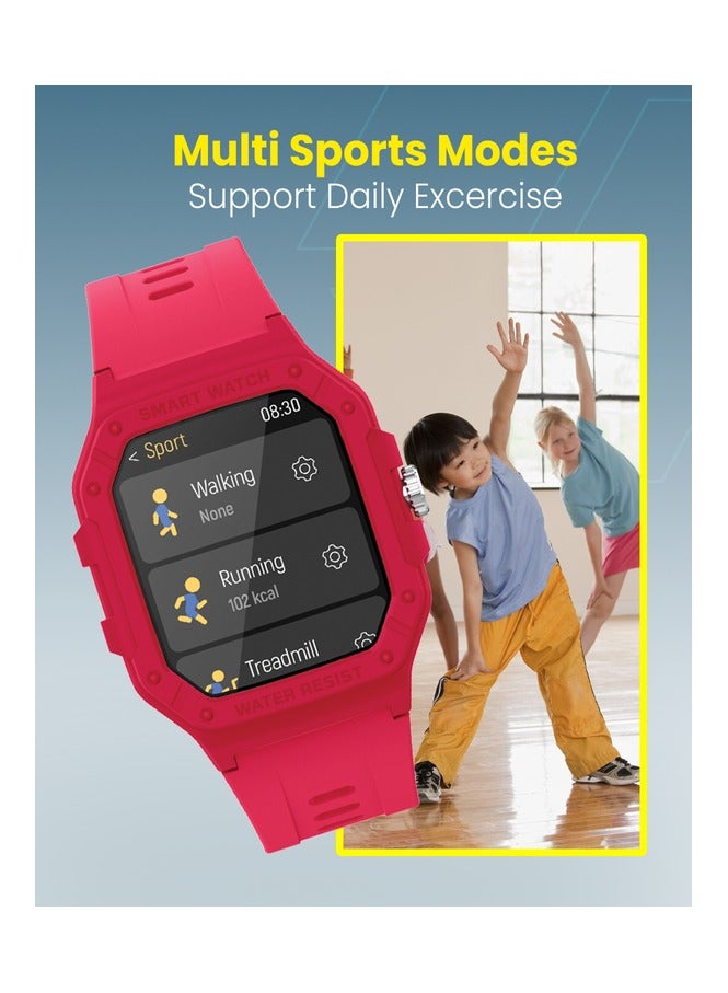 Moxedo Junior SmartWatch 1.7” HD Screen for Girls/Boys with Cool 6 Watch Faces Sleep Mode 22 Sports Modes Alarm Clock Pedometer with Built-in Kids Games (Red) - Image 5