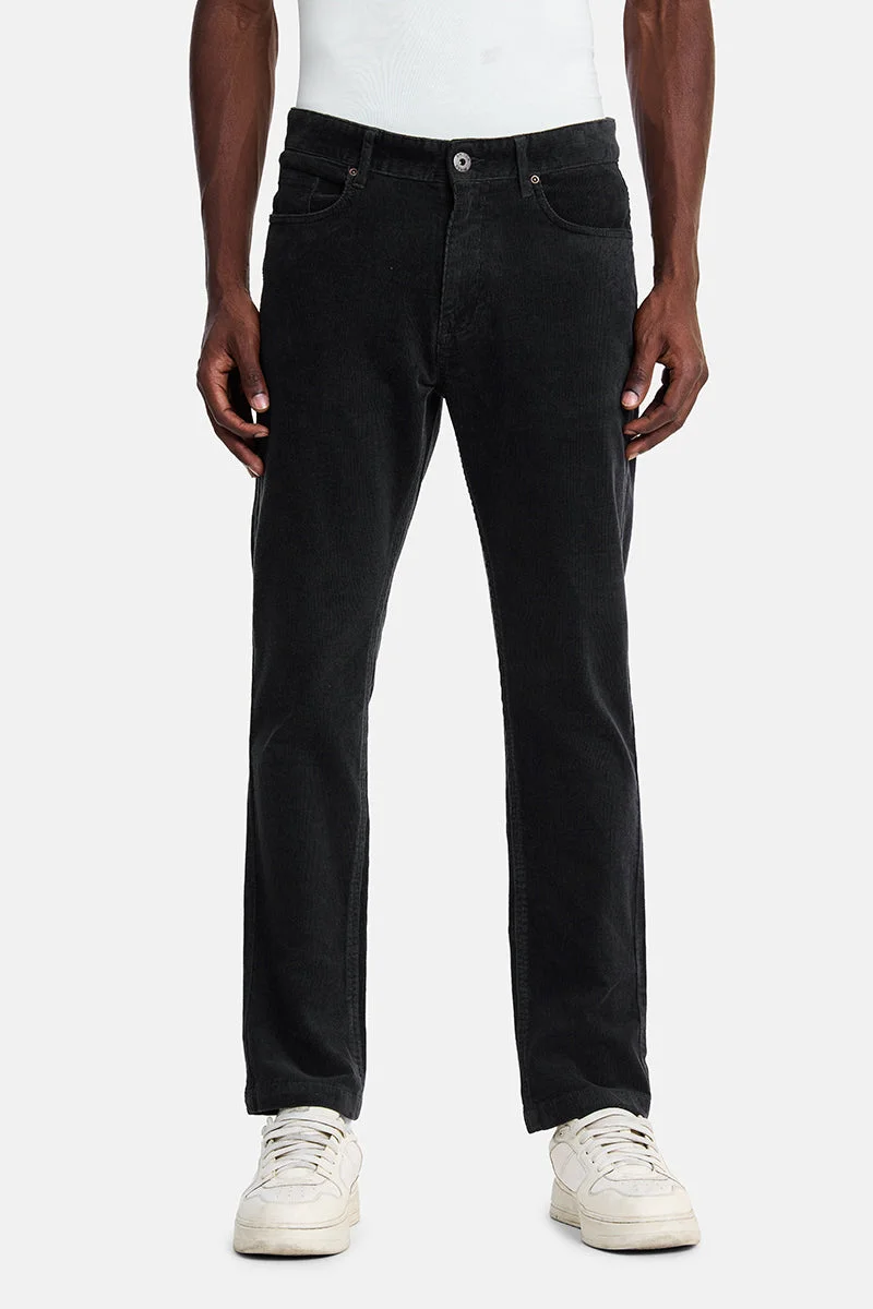 Navy Blue Textured Regular Fit Casual Chinos
