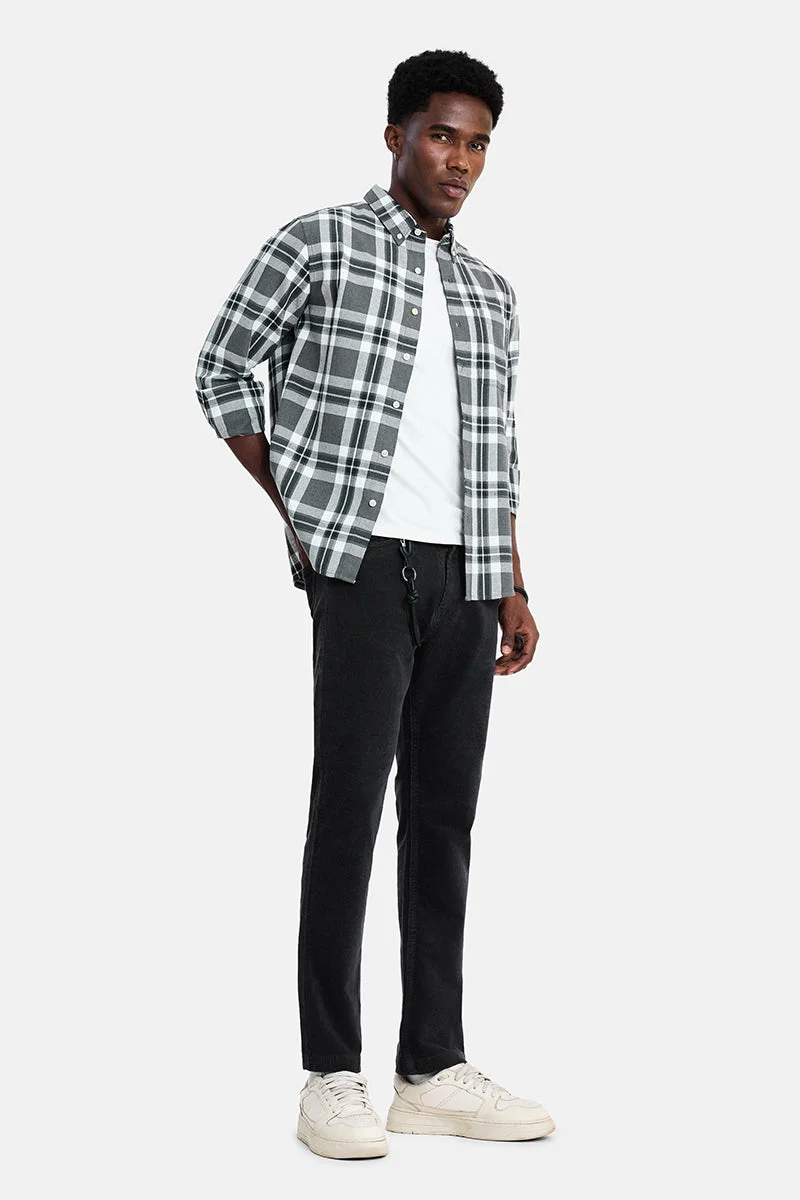 SNITCH Navy Blue Textured Regular Fit Casual Chinos