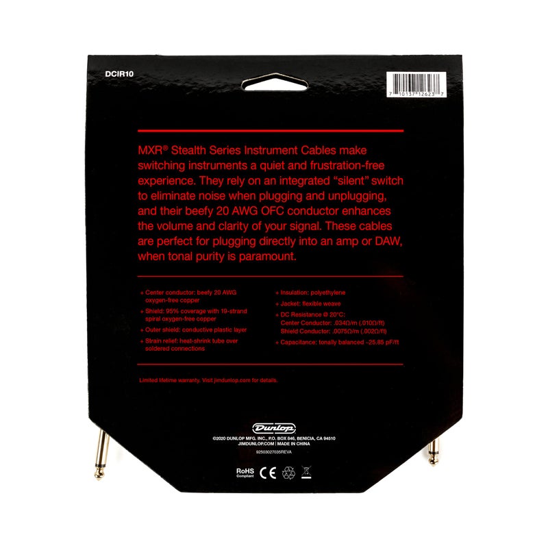 MXR Dunlop Stealth Series Instrument Cable, 10ft | 3.1m - Image 2