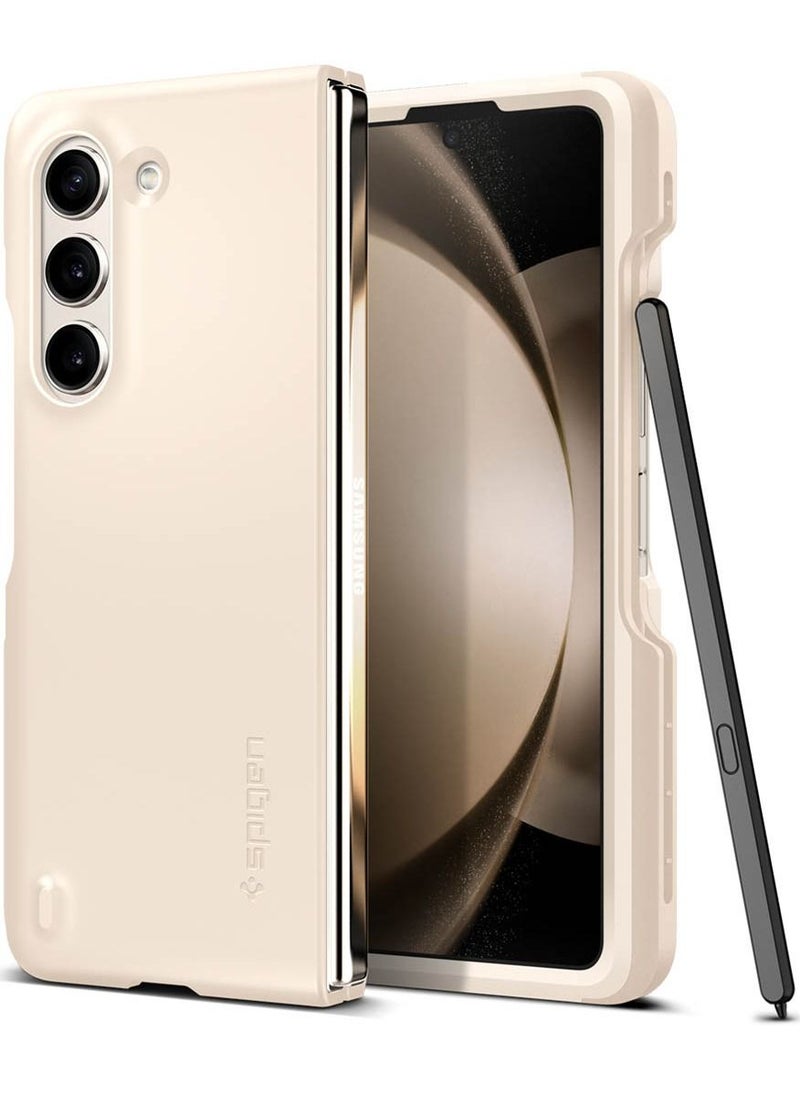 Spigen - Thin Fit P Samsung Galaxy Z Fold 5 Case Cover with S Pen Holder (S-Pen Not Included) - Pearled Ivory - Image 1