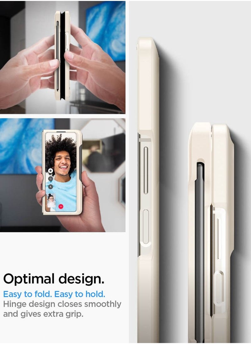 Spigen - Thin Fit P Samsung Galaxy Z Fold 5 Case Cover with S Pen Holder (S-Pen Not Included) - Pearled Ivory - Image 1