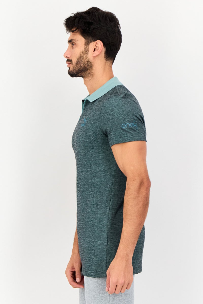 PUMA قميص بولو خارجي للرجال بقصة ضيقة بأكمام قصيرة، أخضر - Image 3