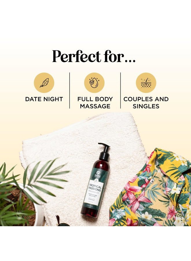 Maple Holistics Tropical Sensual Massage Oil for Couples - Complete Relaxation Full Body Massage Oil for Date Night with Smooth Gliding Coconut and Sweet Almond Oil with Mango Scent - Non GMO Gluten Free and Vegan - Image 2