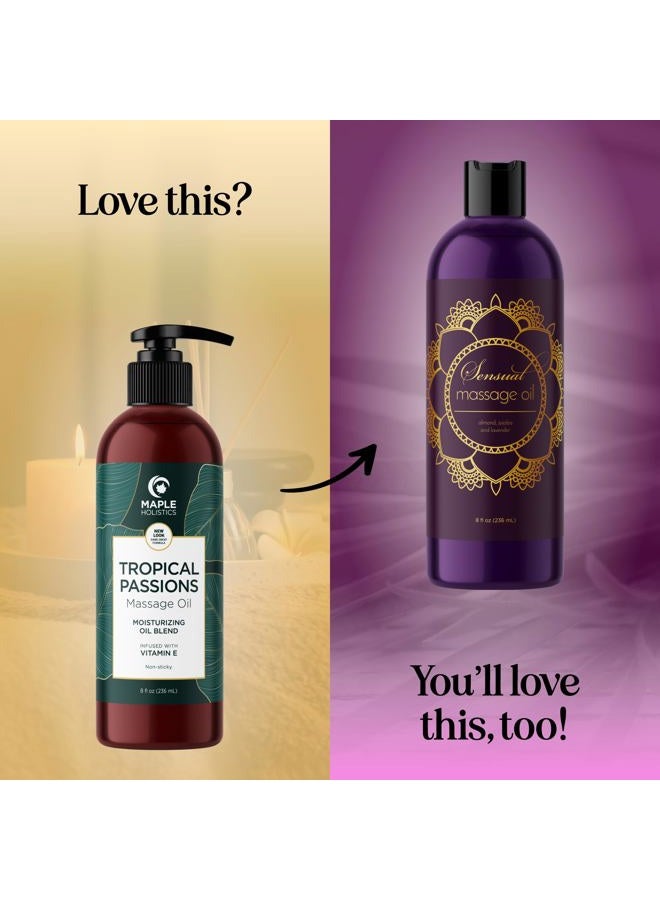 Maple Holistics Tropical Sensual Massage Oil for Couples - Complete Relaxation Full Body Massage Oil for Date Night with Smooth Gliding Coconut and Sweet Almond Oil with Mango Scent - Non GMO Gluten Free and Vegan - Image 5
