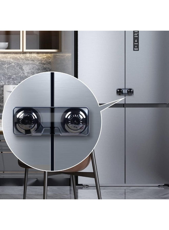 EUDEMON 2 Pack Childproof Refrigerator Lock, Baby Safety French Fridge Door Lock, Freezer Lock, Invisible Cabinet Cupboard Lock for Toddlers, Easy to Install, no Tools Need or Drill (Clear-Black) - Image 1