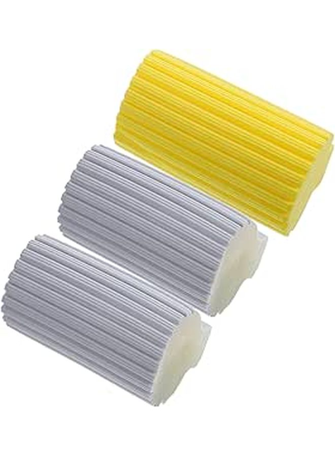 3pcs Kitchen Sponges Set With Handles High Density For Dish Pot Wok Cleaning Gray And Yellow - Image 1