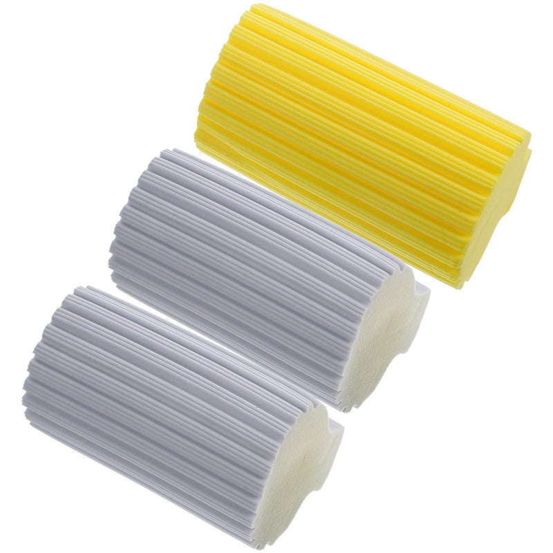 3pcs Kitchen Sponges Set With Handles High Density For Dish Pot Wok Cleaning Gray And Yellow - Image 2