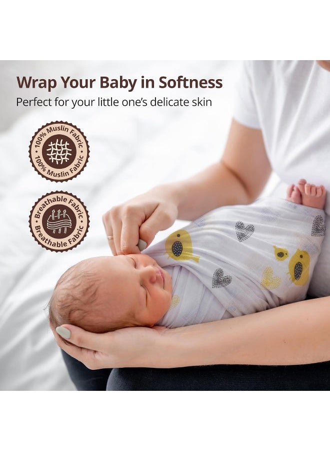 لوفلاب قماط أطفال من القطن الموسلين بطبعة طيور من Luv - لعمر 0+ شهر - Image 2