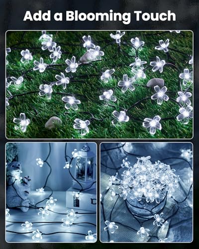 Brightown أضواء شجرة الزهور الشمسية LED 60 من برايتاون، أضواء خرافية مقاومة للماء للحديقة، الفناء، السياج، شجرة عيد الميلاد، حفلات الزفاف، ديكور الحفلات، أبيض نقي - Image 2
