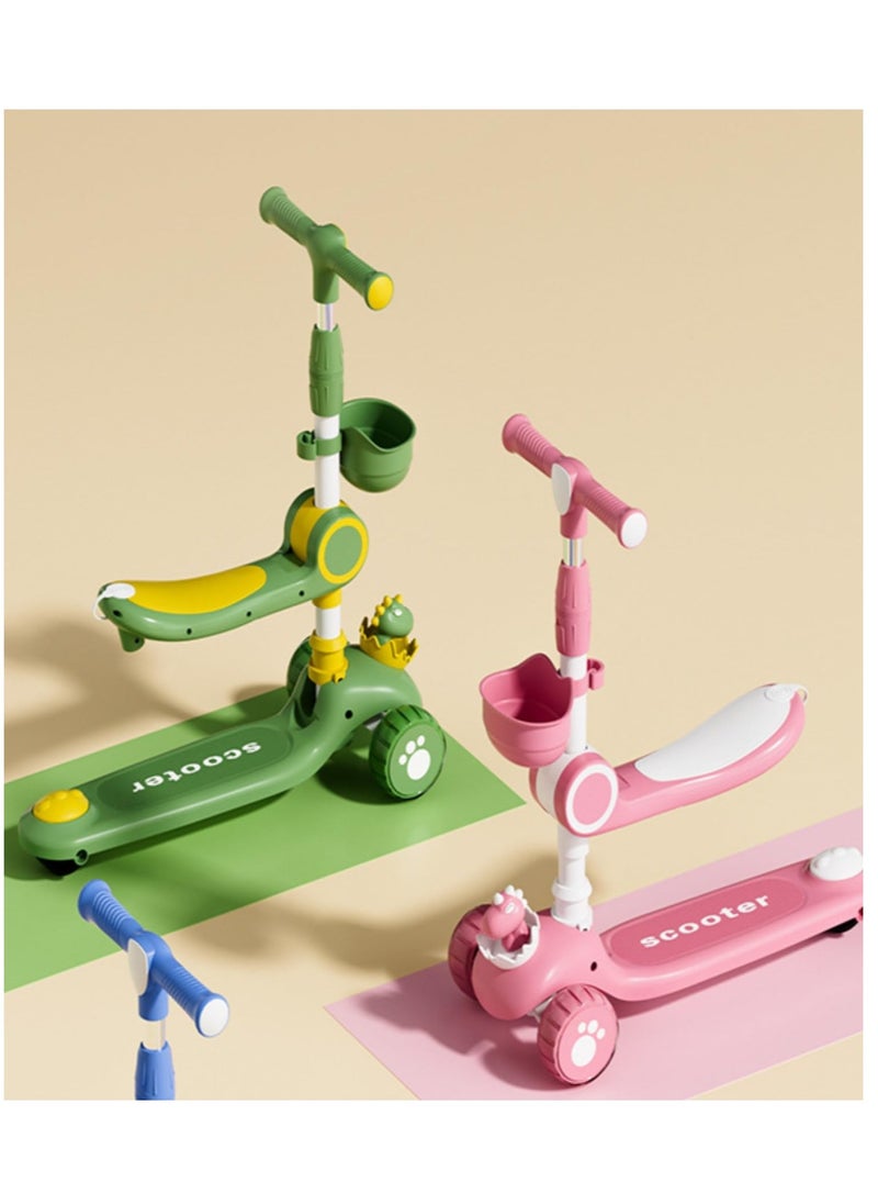 PENG GENERAL 3 Wheel Scooter for Kids Foldable Unbreakable with Music and Lights, Adjustable Heighm Pink Plus  - Image 3