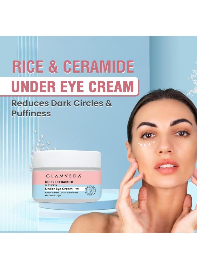 Glamveda Korean Rice & Ceramide Under Eye Cream | Reduces Dark Circles, Puffiness, Wrinkles & Fine Lines | Eye Cream for Dry & Sensitive Skin | For Men & Women 15gm - Image 4