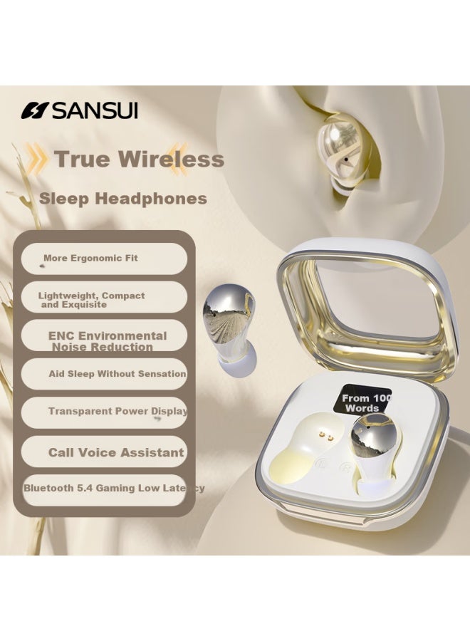 Sansui W42 [sleep] Bluetooth Earphones, Wireless In-ear For Sleeping, Comfortable Fit, Sleep Aid, True Wireless Smart Noise Cancellation, White - Image 1