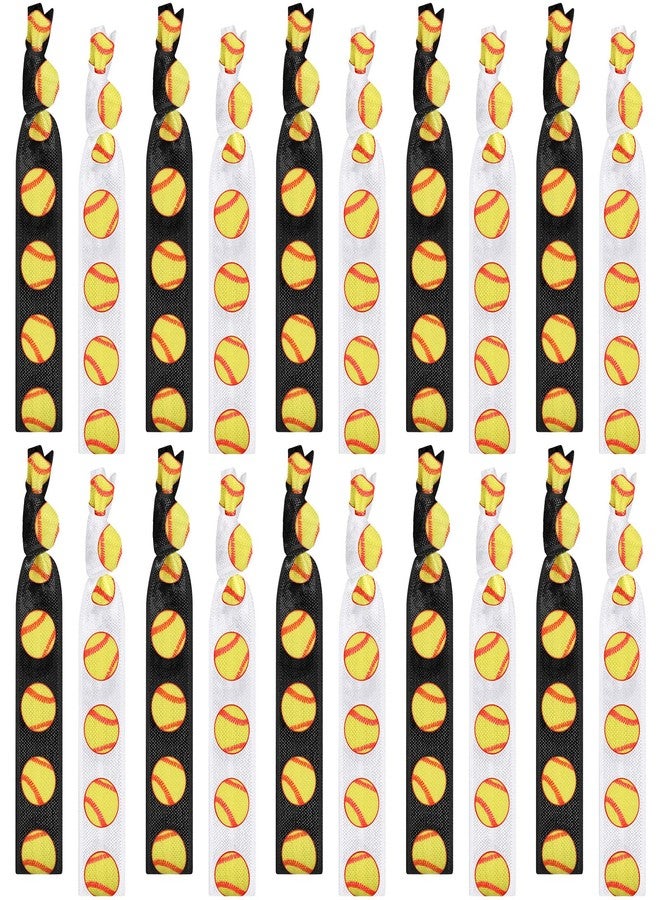 Hanaive 20 Pcs Softball Hair Ties Elastic Hair Bands Bracelets No Crease Ribbon Softball Accessories for Women(Softball) - Image 1