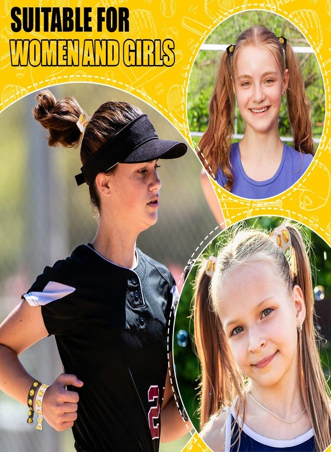 Hanaive 20 Pcs Softball Hair Ties Elastic Hair Bands Bracelets No Crease Ribbon Softball Accessories for Women(Softball) - Image 4