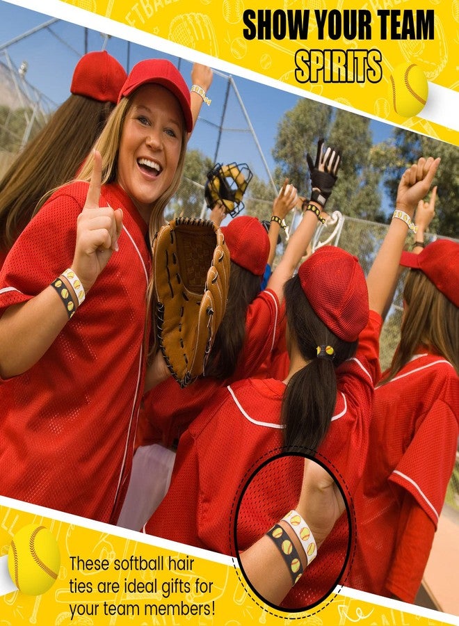 Hanaive 20 Pcs Softball Hair Ties Elastic Hair Bands Bracelets No Crease Ribbon Softball Accessories for Women(Softball) - Image 3