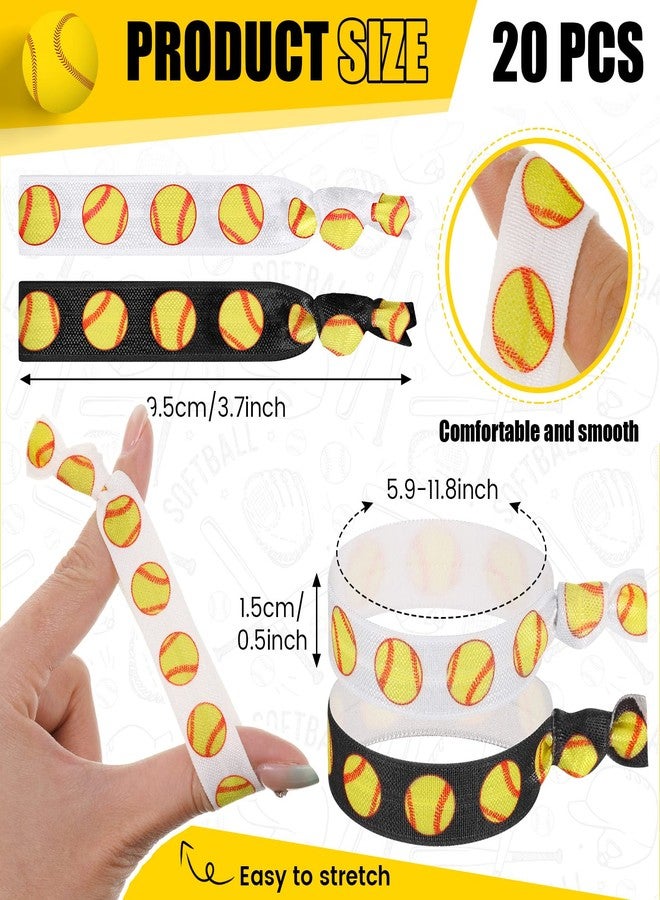 Hanaive 20 Pcs Softball Hair Ties Elastic Hair Bands Bracelets No Crease Ribbon Softball Accessories for Women(Softball) - Image 2