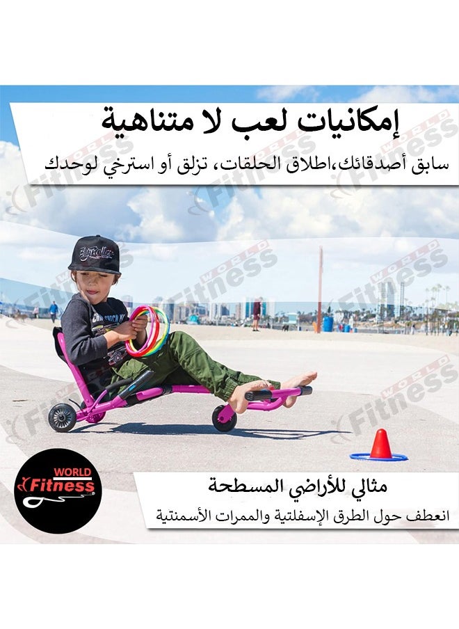 Fitness World دراجة سكوتر ويف رولر ثلاثية العجلات ودراجة للركوب مع مقعد مريح للأطفال  - Image 2