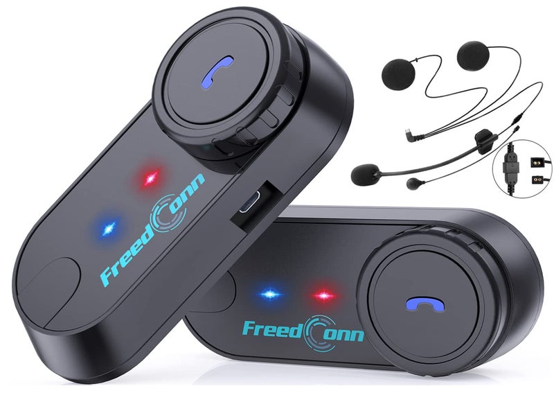 FreedConn Bluetooth Motorcycle Headset, TCOM VB Helmet Headset 2-Way 800M Intercom, Universal Pairing Communication System Kit for Ski/ATV/Dirt Bike (FM/ IP65 /2 in 1 Mic/Siri) 2 Pack - Image 2