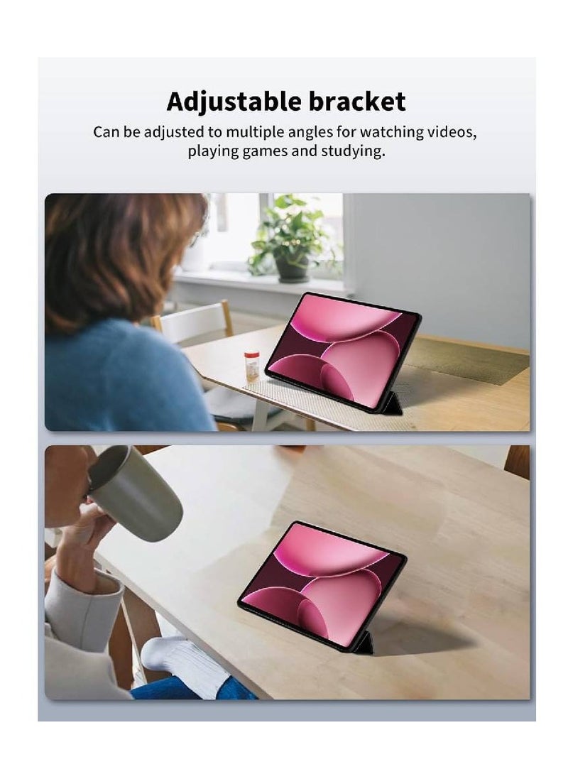 GENNEXT Smart Case For OnePlus Pad 2 Pro Folio Tri-fold Leather Magnetic Stand Smart Case Cover - Black - Image 3