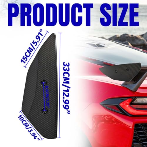 BILLFARO 2Pcs Rear Wing Spoiler Side Winglets,Carbon Fiber Pattern Rear Trunk Lid Wing Spoiler Add-On Wicker Extension Replacement for Corvette C8 Stingray Z51 2020+ - Image 2