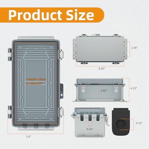 Joinfworld 9x5x4.3 Outdoor Extension Cord Cover for Outside Waterproof Outdoor Electrical Box Outlet Plug Cover Cord Protector Plastic Connection Box for Power Strip Lights Pump Controllers - Image 3