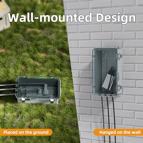 Joinfworld 9x5x4.3 Outdoor Extension Cord Cover for Outside Waterproof Outdoor Electrical Box Outlet Plug Cover Cord Protector Plastic Connection Box for Power Strip Lights Pump Controllers - Image 5