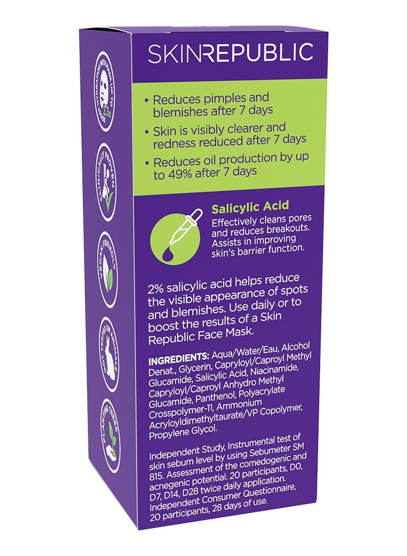 SKIN REPUBLIC Salicylic Acid 2% Oil-Control Face Serum, 30ml – Reduces Pimples, Blemishes, Dark Spots & Redness, Minimizes Pores, Controls Oil Production, Prevents Breakouts for Clear & Healthy Skin  - Image 3