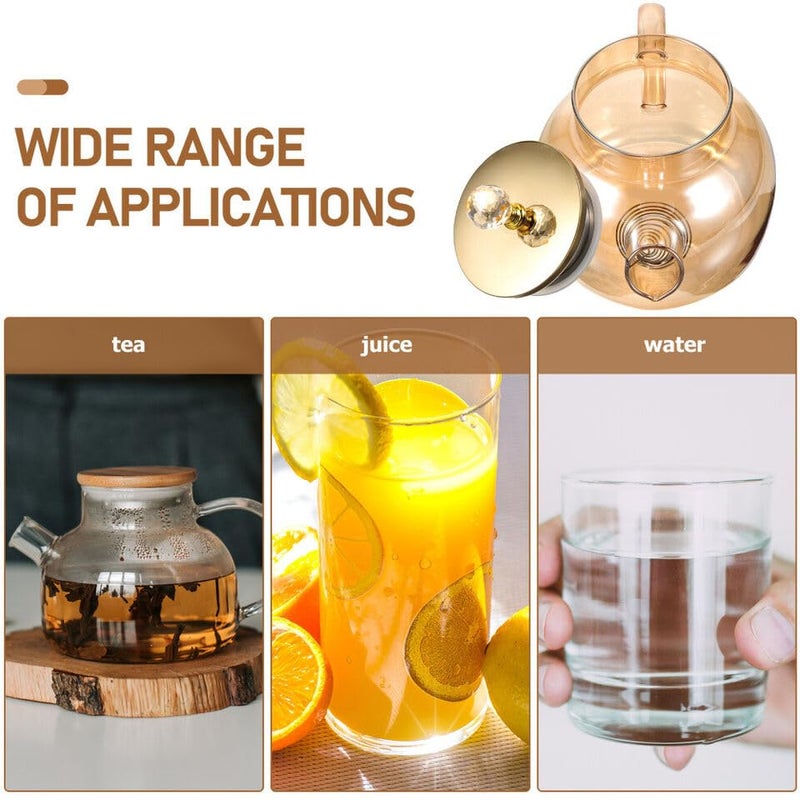 bellemax 1000ML Glass Kettle Teapot with Removable Infuser & Wooden Lid & Handle, Glass Tea Kettle Stovetop Safe, Great for Loose Leaf Tea, Blooming Tea, Tea Bags & Fruit Infused Water 1 Litre (BW-06) - Image 5