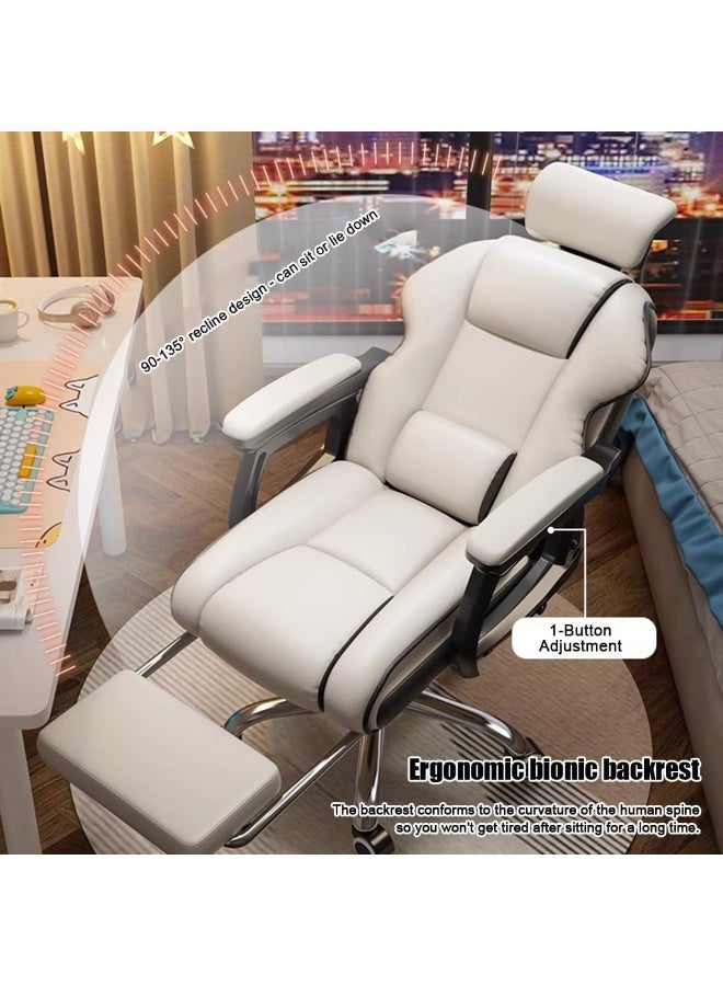 Jorunb Executive Computer Chair Home Office Desk Chair, Ergonomic Adjustable Height & Angle PU Leather Chairs, for Long Time Office Chair with Footrest(Black) - Image 3