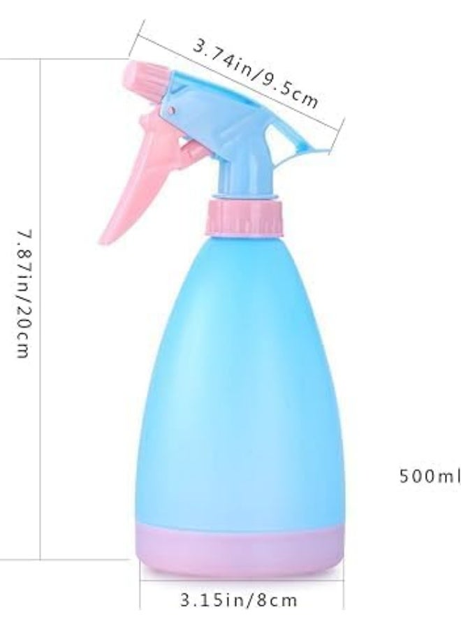 زجاجة رذاذ بلاستيكية كبيرة من هوم إسينشال، زجاجة رذاذ فارغة سعة 500 مل لتنظيف الحمامات والمطابخ وسقي النباتات والبستنة وغسيل السيارات (وردي، أزرق) (أزرق) - Image 2
