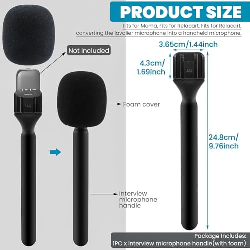 YUGAM Plastic Interview Mic Handle Stick for Wireless Microphones, Compatible with DJI/Rode/Hollyland, Professional Handheld Grip for Content Creation (Plastic Mic Handle) - Image 3