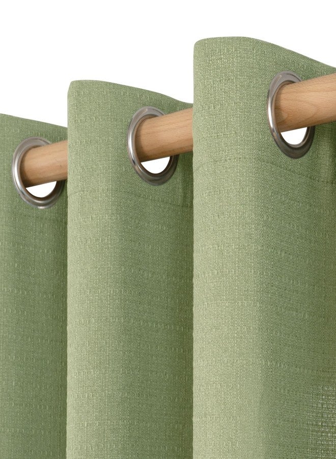LAMIT Sage Green Linen Curtains for Living Room 84 inch Length 2 Panels, Spring Room Decor Linen Textured Light Filtering Curtains with Grommet for Bedroom/Farmhouse, Set of 2 Panels, W52 x L84 - Image 2