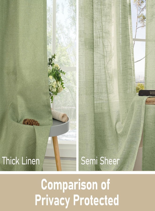 LAMIT Sage Green Linen Curtains for Living Room 84 inch Length 2 Panels, Spring Room Decor Linen Textured Light Filtering Curtains with Grommet for Bedroom/Farmhouse, Set of 2 Panels, W52 x L84 - Image 5