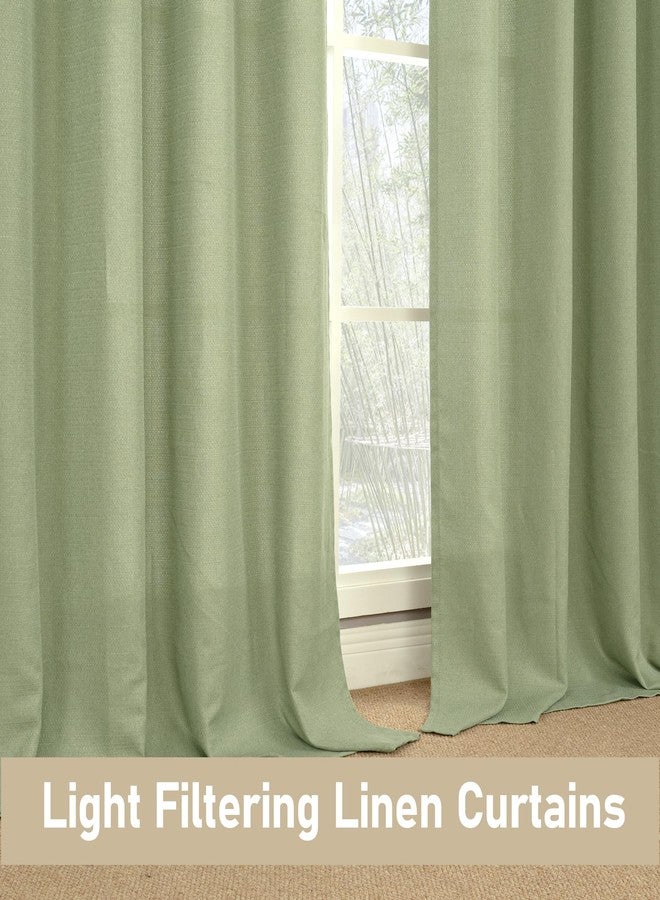 LAMIT Sage Green Linen Curtains for Living Room 84 inch Length 2 Panels, Spring Room Decor Linen Textured Light Filtering Curtains with Grommet for Bedroom/Farmhouse, Set of 2 Panels, W52 x L84 - Image 4