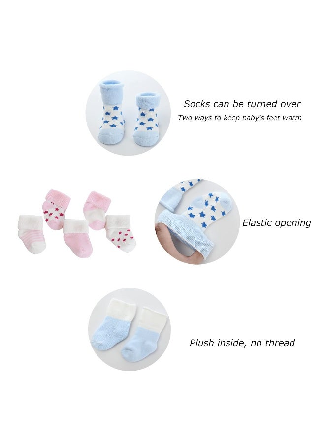 Baby Caps Mittens and Thick Warm Socks Cotton Newborn Essentials Accessories Unisex New Born Boy Girls Hats Mittens Socks Sets Hats+Gloves+Terry Socks - Image 5
