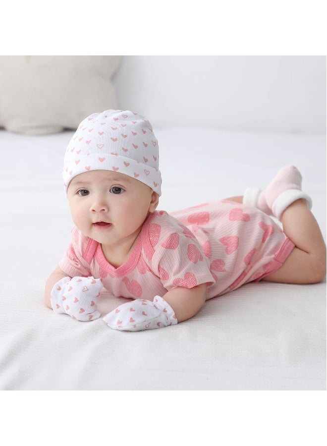 Baby Caps Mittens and Thick Warm Socks Cotton Newborn Essentials Accessories Unisex New Born Boy Girls Hats Mittens Socks Sets Hats+Gloves+Terry Socks - Image 3