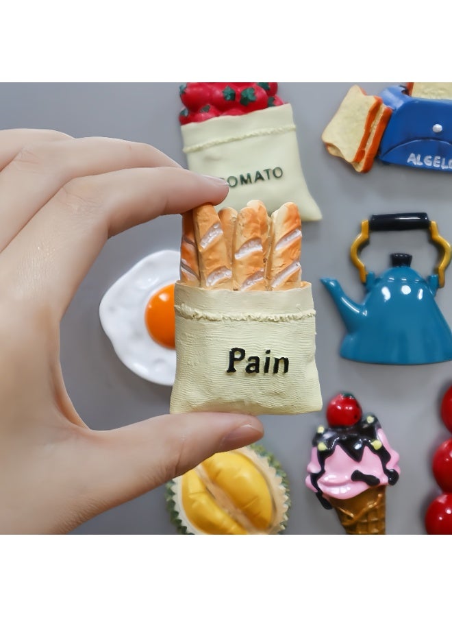Lee Yon 10 Pcs Fridge Magnets Set, 3D Resin Magnet Refrigerator Stickers, Lovely Creative Food Shaped Magnets Home Refrigerator Stickers, Multicolour - Image 3