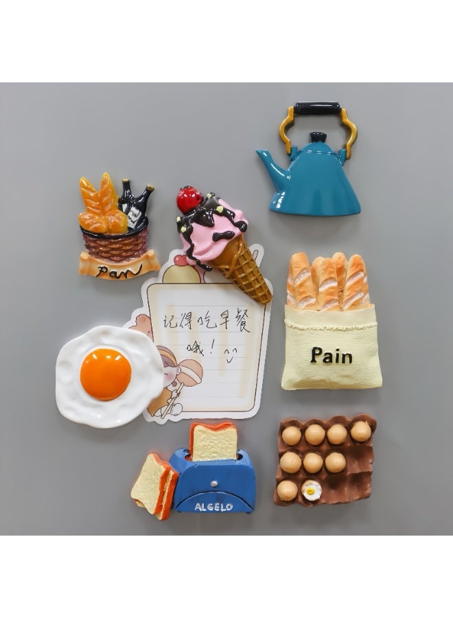 Lee Yon 10 Pcs Fridge Magnets Set, 3D Resin Magnet Refrigerator Stickers, Lovely Creative Food Shaped Magnets Home Refrigerator Stickers, Multicolour - Image 4