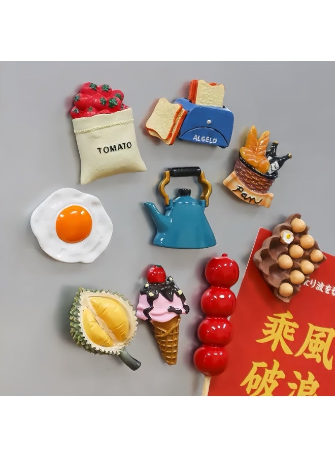 Lee Yon 10 Pcs Fridge Magnets Set, 3D Resin Magnet Refrigerator Stickers, Lovely Creative Food Shaped Magnets Home Refrigerator Stickers, Multicolour - Image 2