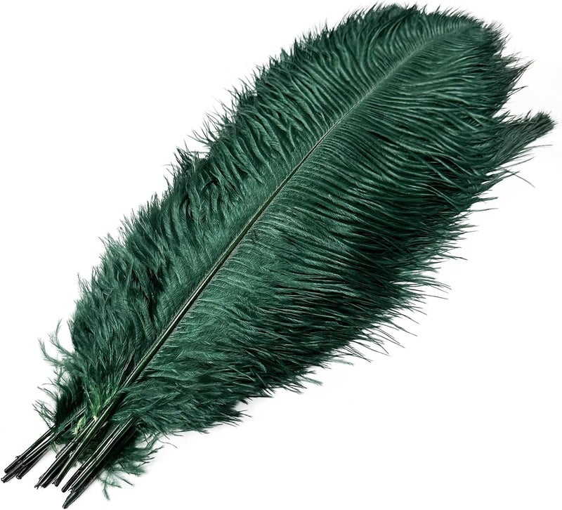 HAPPY FEATHER 16-18 inch Blackish Green Ostrich Feathers Craft for Wedding Party Centerpieces Home Decoration DIY Craft Pack of 10 - Image 4
