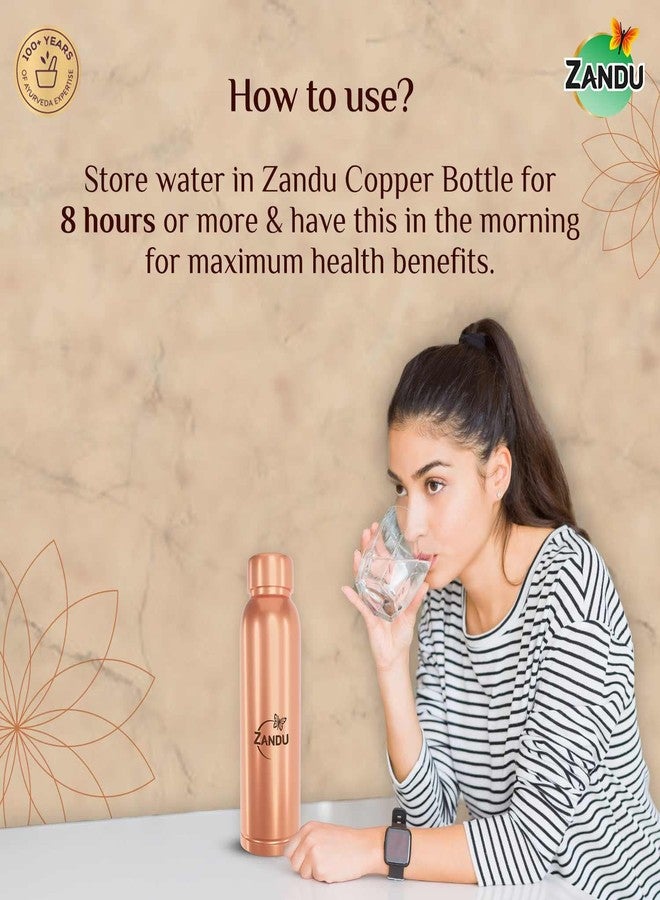Zandu Copper Bottle (950ml): 100% Pure BPA-Free Water Bottle | Copper-Infused Water | Leak Proof | Office Use | Boosts Immunity | Supports Digestive & Liver Health | Ayurveda Inspired - Image 4