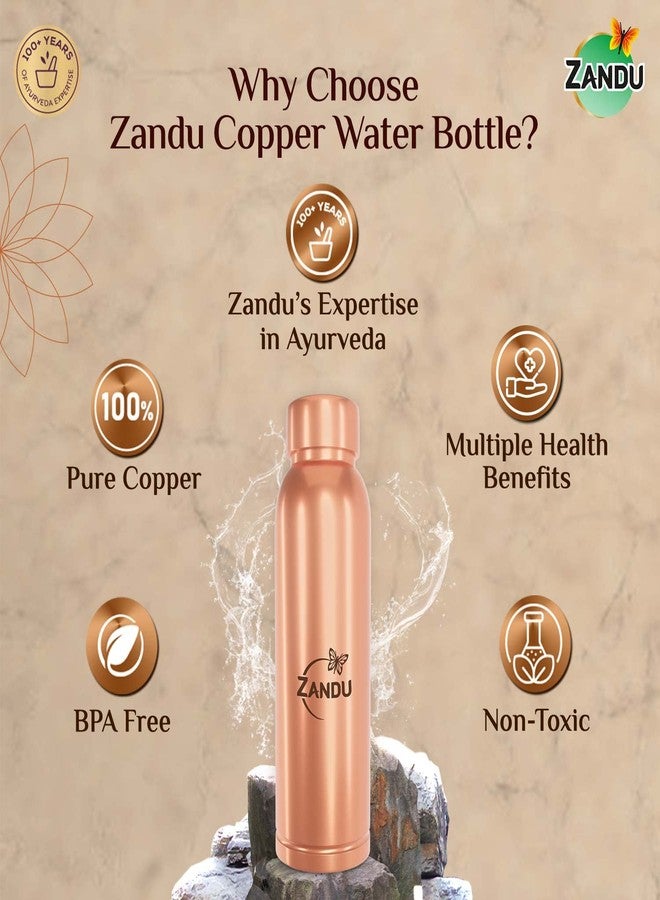 Zandu Copper Bottle (950ml): 100% Pure BPA-Free Water Bottle | Copper-Infused Water | Leak Proof | Office Use | Boosts Immunity | Supports Digestive & Liver Health | Ayurveda Inspired - Image 3
