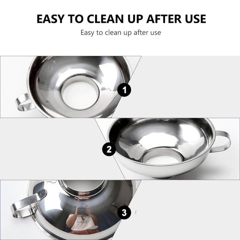 Stainless Steel Kitchen Funnels For Oil Dressing Sauce Jam 2 Sizes Set - Image 4