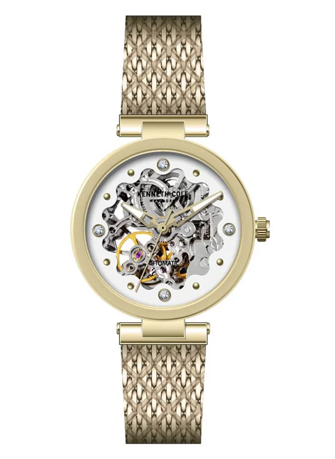 كينيث كول نيو يورك Kenneth Cole New York 34mm Automatic Women's Watch with White Dial & Gold Stainless Steel Bracelet