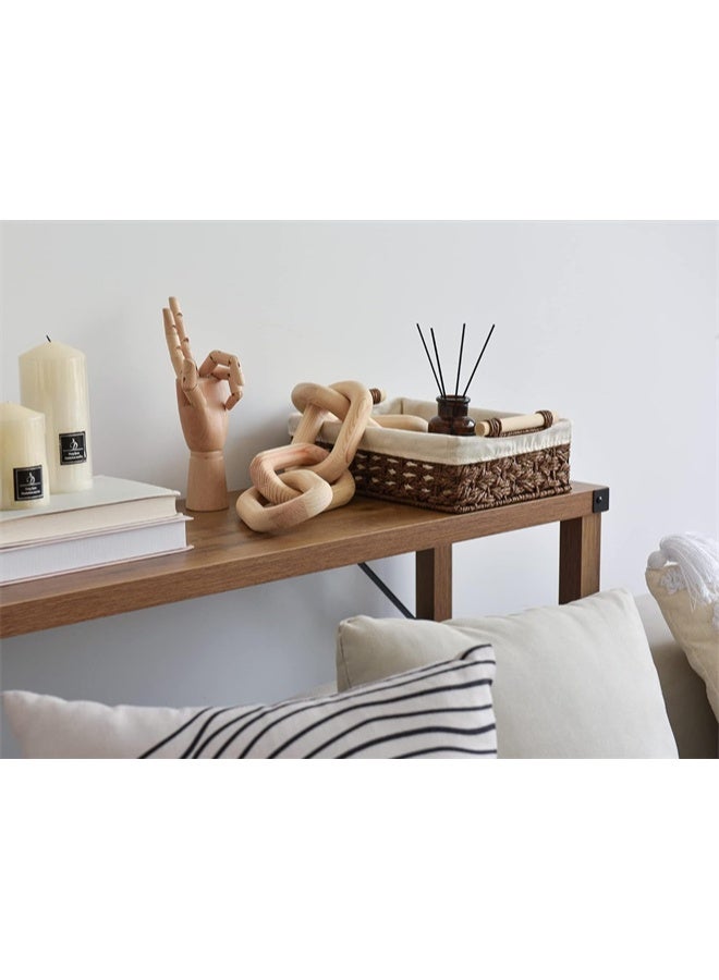Set of 2 Small Wicker Baskets for Shelves, for Organizing with Natural Fiber Liner, Toilet Storage, Toilet Tank Top, Brown - Image 3