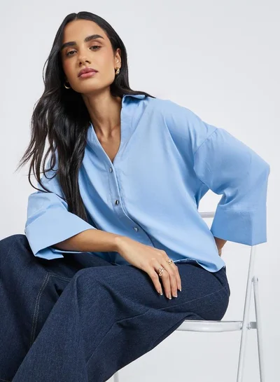 ستايلي ستايل بأكمام واسعة بأزرار قصيرة